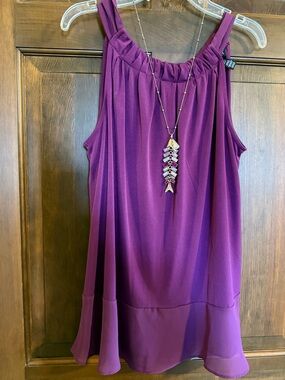 Ellen Tracy M tie-back Sleeveless halter top Maroon Purple EUC